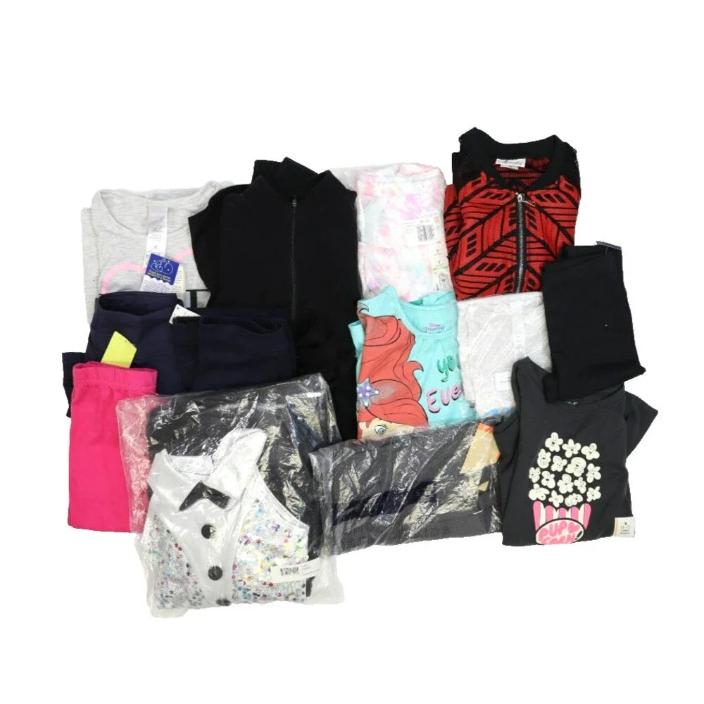 Wholesale Bulk Lot Of 14 Girls Size Small 6/7 Mixed Season Tops Bottoms Dresses